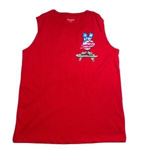 Old Navy Tank Top Youth Size Large 10/12 Red Peace Skating Graphic Tee NWT